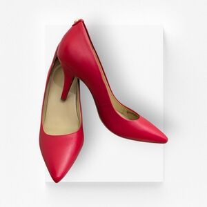 MICHAEL Michael Kors Red Heels Pointed Toe Leather Pumps Shoes Size 8M